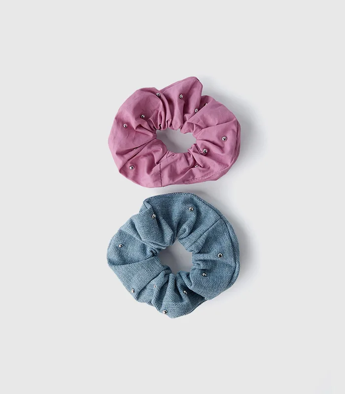 Two-pack of studded scrunchies - Image 1